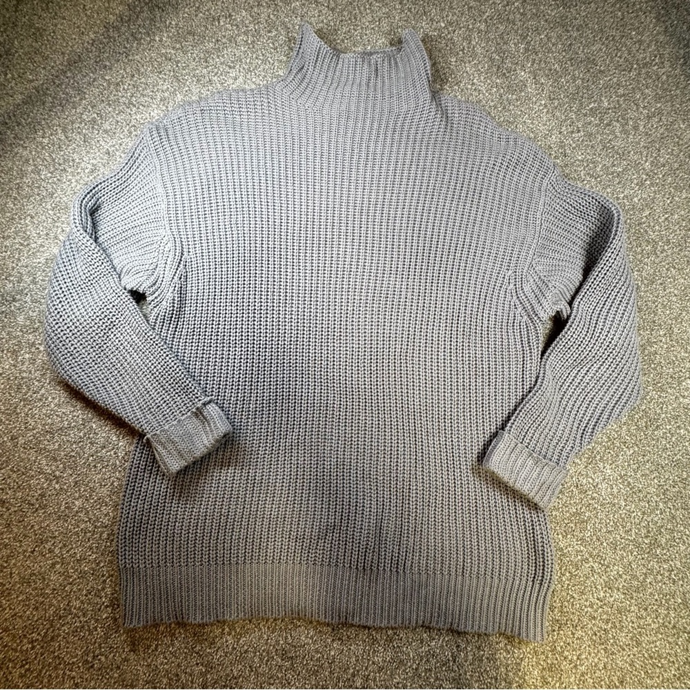 American Eagle Outfitters Light Gray Chunky Turtleneck Sweater Oversized